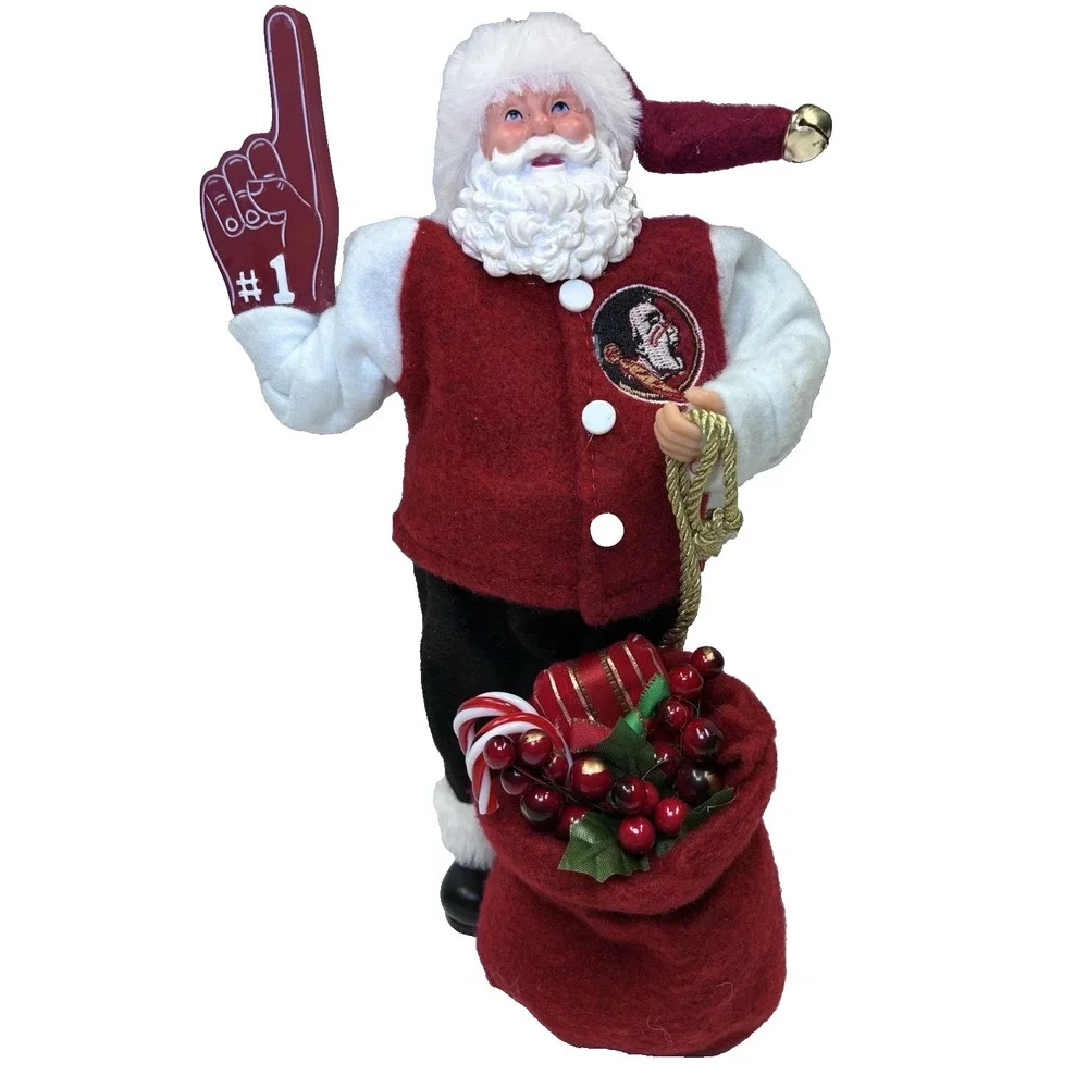 Florida State Seminoles #1 Foam Finger Santa. 12in tall